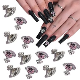 BAOYAALIN Virgin Mary Nail Charm Gold 10Pcs, 3D Alloy San Judas Nail Charms Shiny Zircon Nail Art Charms Alloy with Crystal Rhinestones for Acrylic Nails Art Decor-Gold (14.5 * 12mm)