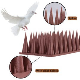 Quunoot Bird Spikes, 9 Pack Bird Guard Spikes for Squirrel Cat Raccoon and Other Small Animals, Pigeon Spikes for Outdoor Fences and Roofs, Durable Plastic Bird Barrier Strips