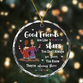 Friendship Christmas Ornament – Good Friends are Like Stars – BFF Gift for Women, Best Friend, Sister, Coworker – Cute Xmas Tree Decoration, Long Distance Friendship Gift (Glass-1)
