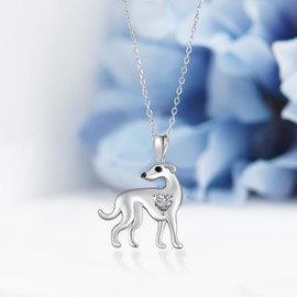 Cujiesp Greyhound Necklaces 925 Sterling Silver Dog Necklace Greyhound Jewelry for Women Birthday Gift