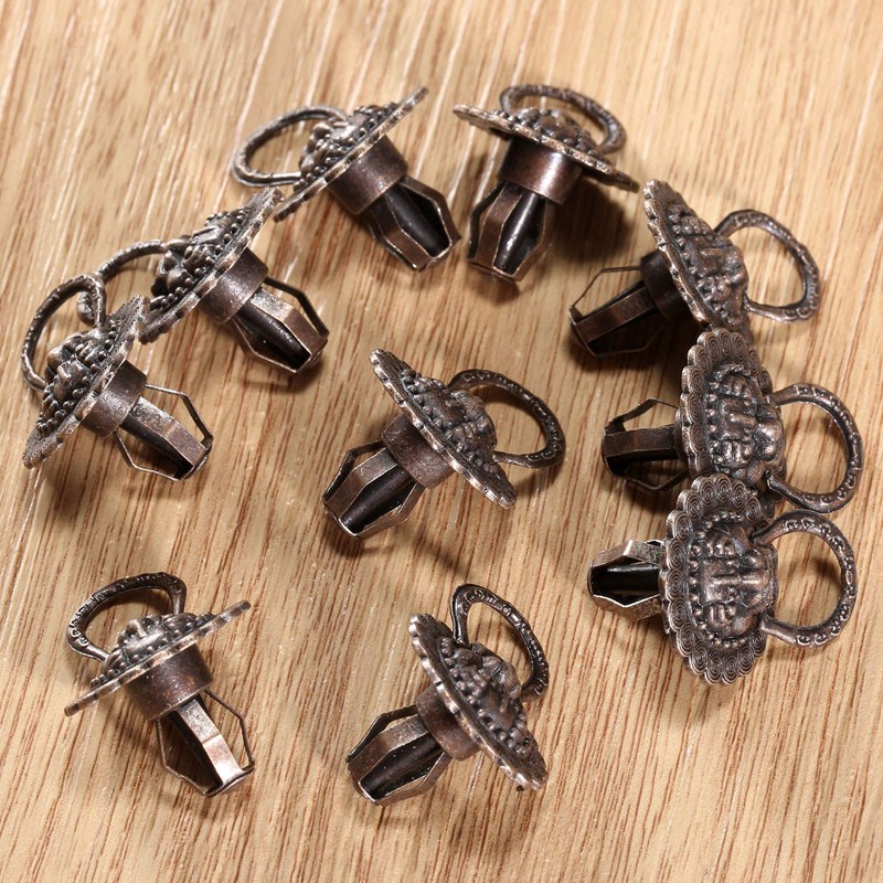 10Pcs 0.94"x 0.59" Antique Copper Lion Head Pull Handle Ring