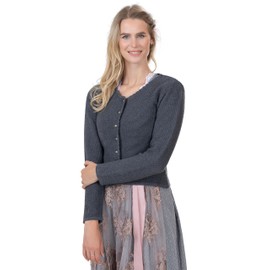Lena Women's Traditional Cardigan - Elegant & Fitted Costume Jacket Made of High-Quality & Lightweight Stretch Cotton Dirndl Jacket, darkgray