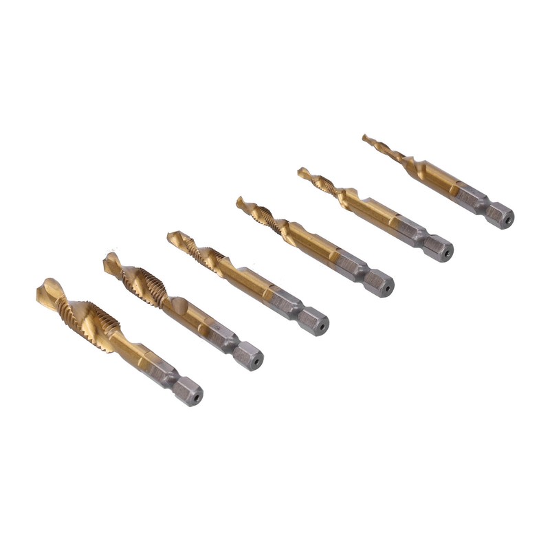 6Pcs Hex Shank Drill High Speed Steel Tap Chamfer Spiral