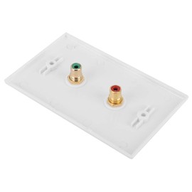 Speaker Wall Plate, RCA Plate Multi-Functional RCA Connector Wall Plate, 2-Port RCA Panel for Office Building Subwoofer Audio Port, US Standard, White