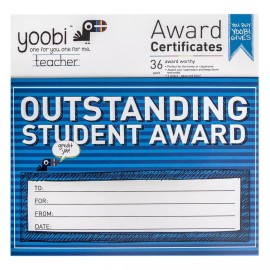 yoobi Award Certificates, 36 pack - Multicolor Blue / Aqua