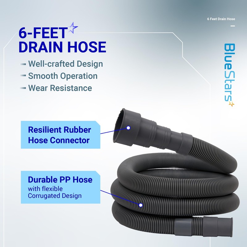 BlueStars 6-Foot Universal Dishwasher & Washing Machine Drain Hose –