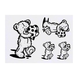 Azeeda 4 x 'Teddybär, der Herz hält' Temporäre Tattoos - Wasserfest, Hautfreundlich & Ungiftig · Transfers in Verschiedenen Größen (TO00048831)