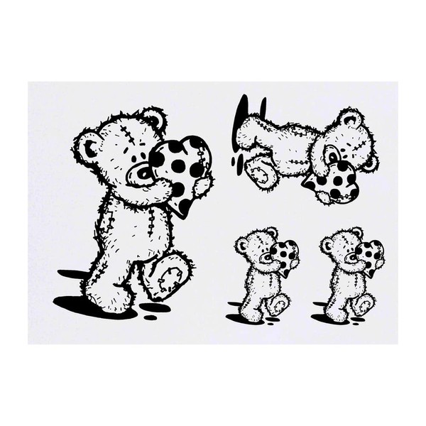 Azeeda 4 x 'Teddybär, der Herz hält' Temporäre Tattoos -