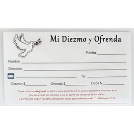SOBRE PARA DIEZMOS Y OFRENDAS (214 Unidades, ref. Paloma)