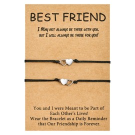 MANVEN Best Friend Bracelet for 2 - Friendship Gifts Heart Bracelet for Friends Women Girls Birthday Christmas Day Ladies, 18 centimetres, Stainless Steel, No gemstone