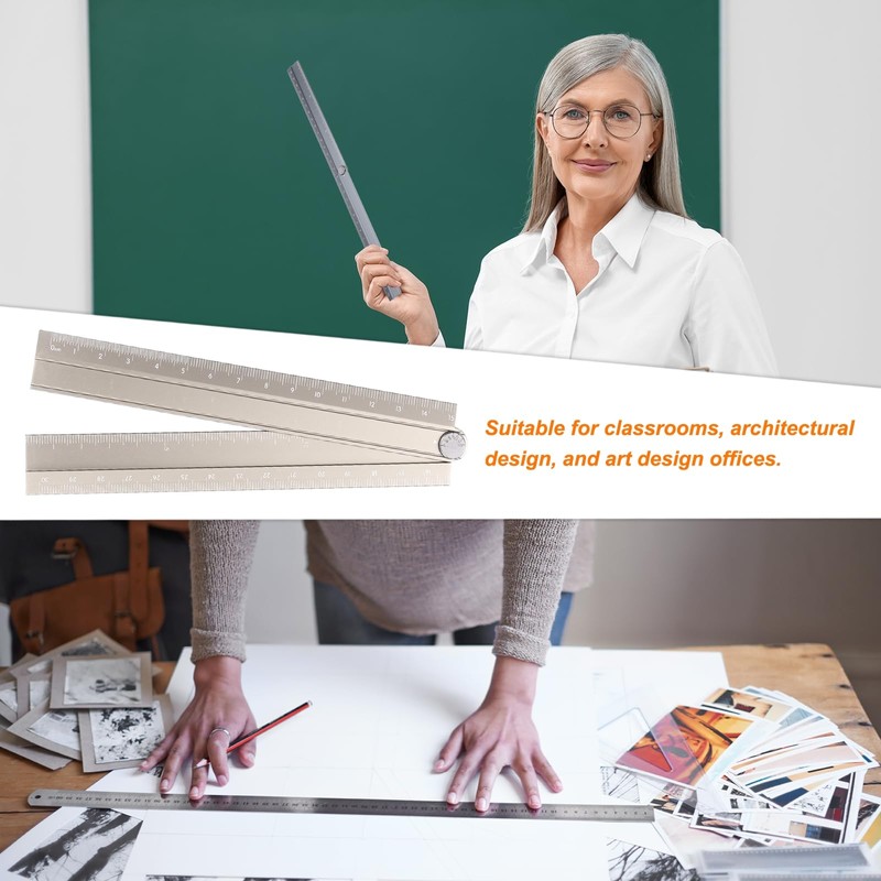 sourcing map 2pcs Folding Straight Ruler 30cm Metric Aluminum Alloy