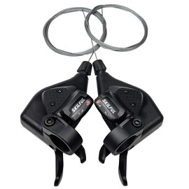 THALOUS Bicycle Gear Shift Lever 3x7 21 Speed Bicycle Thumb Shifter with Gear Indicator Left Right for MTB Moutain Bike Road Bike Tricycle