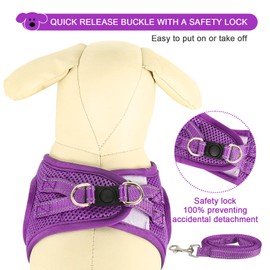 YIMEIS Dog Harness and Leash Set, No Pull Soft Mesh Pet Harness, Reflective Adjustable Puppy Vest for Small Medium Large Dogs, Cats (Purple, X-Small (Pack of 1)