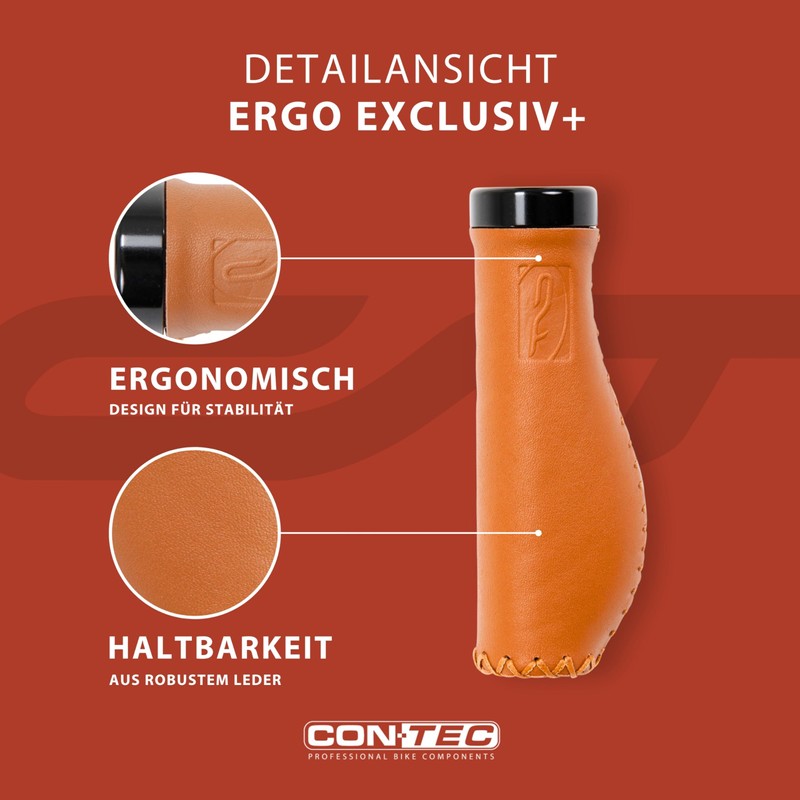 CONTEC Ergo Exclusive+ Bicycle Grips Premium Leather D3 Tri-Component Ergonomic