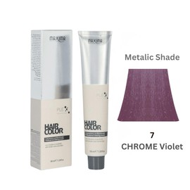 Maxima Professional Hair Color Cream 100ml – Intense Long-Lasting Color, 100% Grey Coverage, Enriched Formula – Salon Results at Home (7 Chrome Violet-(Metalic Shade))