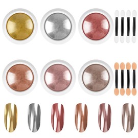 LOPHE Chrome Nail Powder, 6 Stück Glitzer-Nagelpuder-Set, Metallisches, spiegelndes Chrom-Nagelpulver, Holografisches Chrompulver mit Spiegeleffekt， Geeignet für Nagelstudios zum Selbermachen