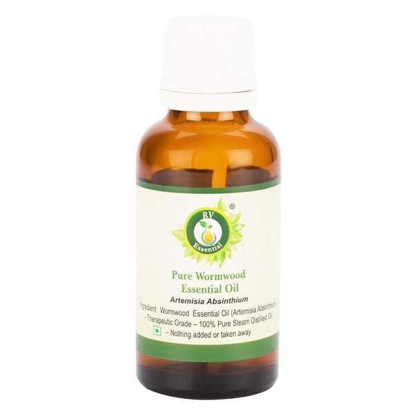 R V Essential Pure Wormwood Essential Oil 100 ml (3.38 ounces) - Artemisia Absinthium (100% Pure and Natural Steam Distillated) Pure Wormwood Essential Oil