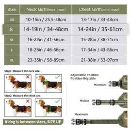 HEELE Dog Harness for Small Dogs, Release at the Neck, Front/Back Clips, Adjustable, Reflective, No-Pull Dog Harness with Padded Handle, Camouflage Green, S