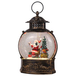 Eldnacele Snow Globe Lighted Christmas Decorations Santa Claus Singing Christmas Snow Globe Lantern with Swirling Glitter, Christmas Holiday Party Gifts and Decorations