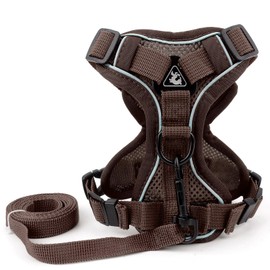 Zunea Pet Dog Harness for Small Dogs No Pull Puppy Vest harness Lead Set Adjustable Reflective Breathable Mesh Vest Harnesses Chihuahua Yorkie Harness Escape Proof for Walking Training Brown XL