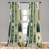 Ambesonne Mid Century Modern Curtains, Abstract Circles Leaves and Stripes