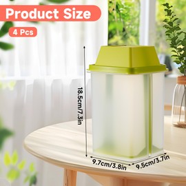 Meyeyaia 3 PCS Pickle Jalapeno Container with Strainers Green Plastic Pickle Container with Square Dispensers for Pickled Food Kitchen Tools