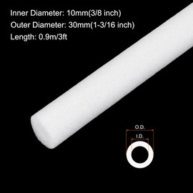 Rebower 8pcs Pipe Insulation Foam Tube 10x30mm 3ft Heat Preservation Foam Pipe [for Copper Water Pipe Freeze Protection] - White