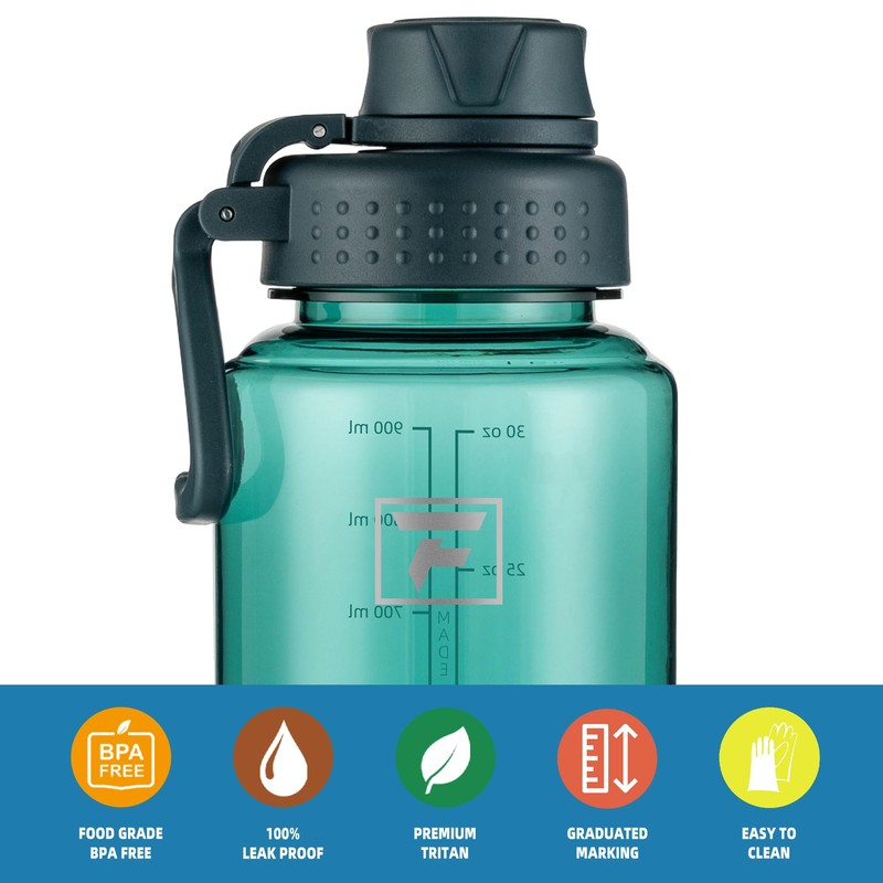 Fanhaw 32 oz Clear Water Bottle with Fast-Flow Spout Lid,