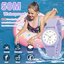 SOCICO Kids Analog Watches for Boys Girls 50M Waterproof Kids Watches Learning Time Children Watch Easy to Read for Ages 3-12 Kids Birthday, Christmas Day, Children's Day Gifts (Purple)