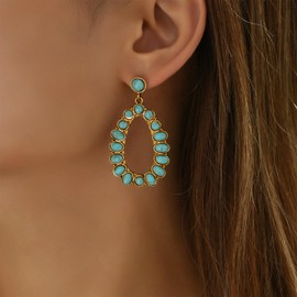 Turquoise Earrings for Women Western Style Gold Turquoise Jewelry Boho Chic Earring Country Concert Outfits for Women