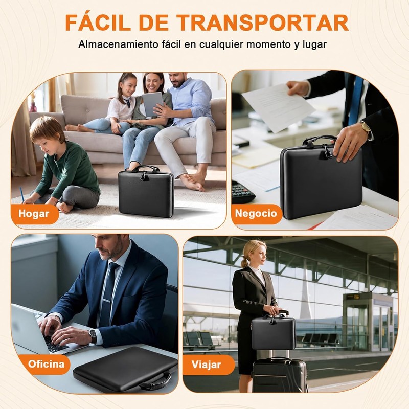 Organizador de Archivos Ignífugo con Cerradura, Negro