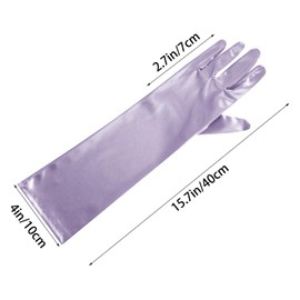 Lystaii Long Opera Party 20s Satin Gloves Stretchy Elbow Length Wedding 15 Inch Classic (Light Purple)
