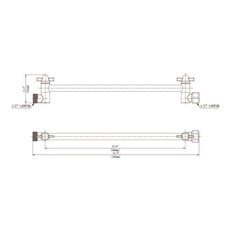12 Inch Shower Head Extension Arm Oil Rubbed Bronze.Solid Brass