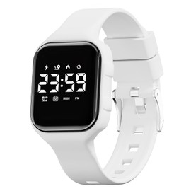 GOLDEN HOUR Kids Digital Sport Watches with Fitness Tracker, Alarm Clock, Stopwatch, No App Waterproof Birthday Gifts for Girls and Boys Ages 4-12 in White