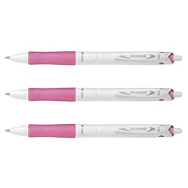 Pilot Acroball Pure White Grip Retractable Ballpoint Pens Pack of 3 Pink 0.4 mm 1.0