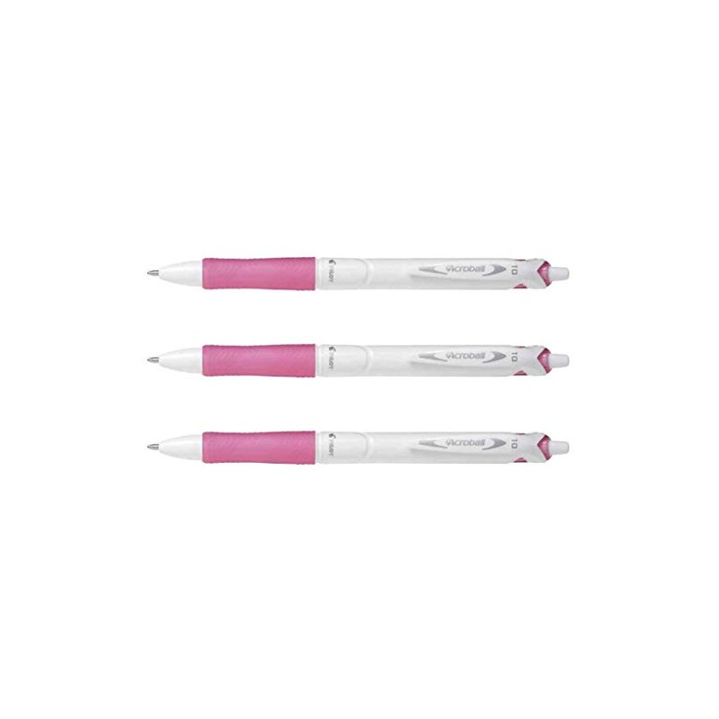 Pilot Acroball Pure White Grip Retractable Ballpoint Pens Pack of
