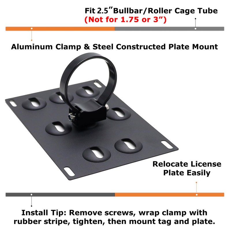 iJDMTOY No Drill Required 2.5-Inch Bumper Guard Tube Mount License