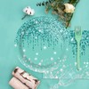 96 Pieces Teal and Silver Tableware Set for Happy Birthday