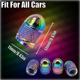 MEAJOO 4PCS Colorful Tire Valve Stem Caps, Universal Aluminum Alloy Bullet Style Polished Tire Valve Caps with O Ring Rubber Seal for Cars, SUV, Trucks, Motorcycles, Bicycles