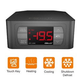 Elitech Pre-Wired Temperature Controller Thermostat 220V W/2 UK Sockets ATC-1550 Automatic Cooling Heating