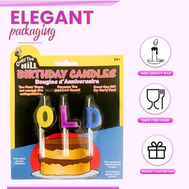 Old AF Birthday Candle | Old AF Birthday Decorations | Old AF Cake Topper | Over The Hill Birthday Decorations | Candles | 3 Inches (Multicolor)