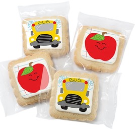 School Cookies Teacher Appreciation Bulk Individually Wrapped Party Favors | Thank You 24 Pack | Back To School Gift Basket | Apple and School Bus | Principal Bus Driver Staff 100 days
