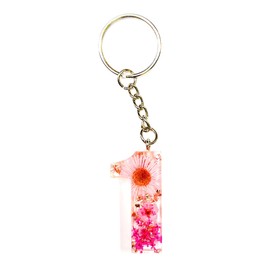 Handmade 1-9 Number Keyrings with Pink Pressed Flowers and Rose Gold Foil. Ideal Key Tag for boutique hotels airbnb lodging keychains (1)