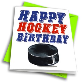 Hockey All Star Birthday Card 1-Pack (5x7) Super Star Illustrated Sports Birthday Cards Greeting Cards- Awesome for Hockey Players, Coaches and Fans Birthdays, Gifts and Parties!