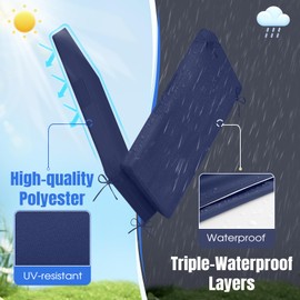 Basic Beyond Basic Beyond Chaise Lounge Cushions Outdoor, 3-Layer Waterproof Outdoor Furniture Cushions with Removable Cover and 4 Ties, 72"x21"x3" Patio Lounge Chair Cushions for Outdoor Furniture, Navy