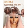 GORGIUS Straight Glueless Wig with Bangs Ombre Peach Pink Layered