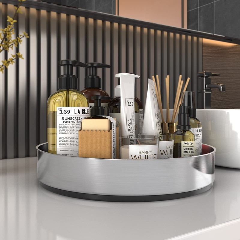 VAEHOLD Pantry Cabinet Lazy Susan Stainless Steel Black Spice Rack
