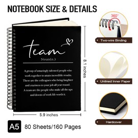Msticey Team Definition 160 Blank Pages Hardcover Spiral Notebook, Best Team Gift for Team Teammate Work Bestie Coworker, Employee Appreciation Gift, Team Member Thank You Gift for Team Leader