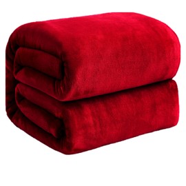 funky gadgets Flannel Fleece Blanket Throw - Red Soft Warm Versatile Blanket Fluffy Throws for Bed Sofa Couch, Cozy Flannel Blanket for Travel, Single Size 130x150cm