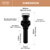 KENES Bathroom Vessel Sink Pop Up Drain Without Overflow Assembly,